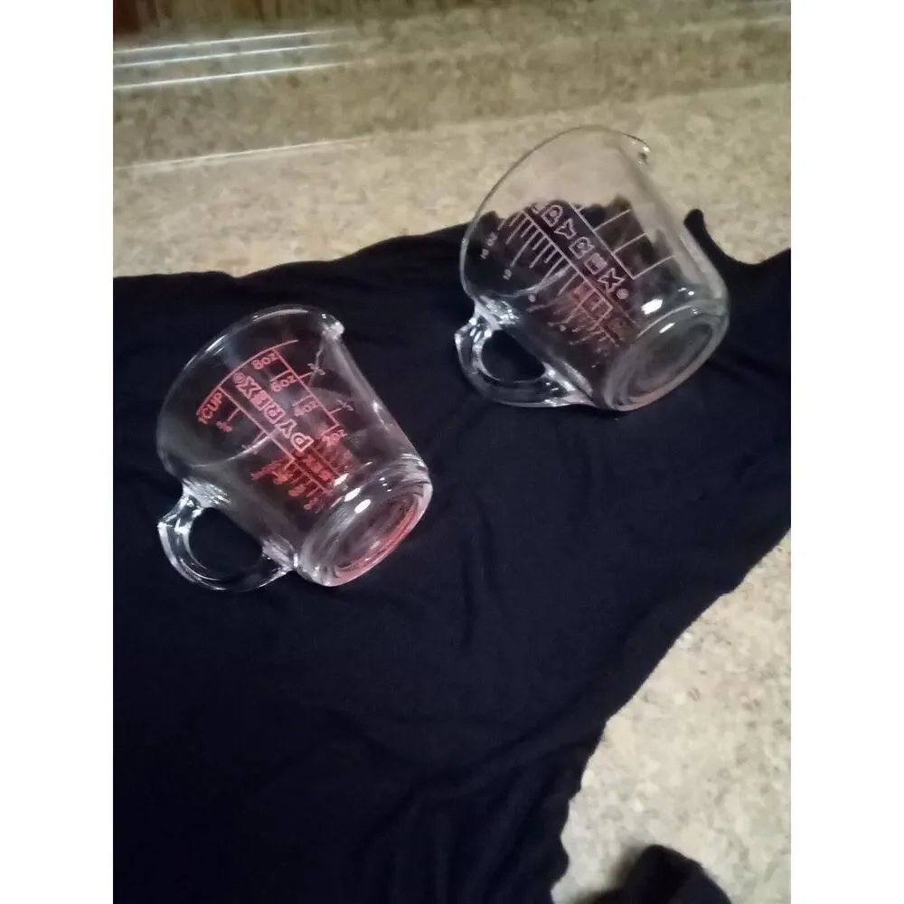 Vintage Pyrex Glass 1 C & 2 C Measuring Cups #508 #516